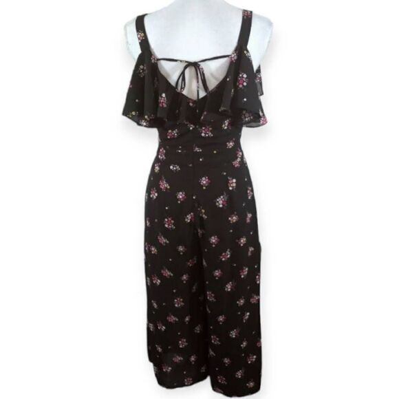 JOLIE VIE BLACK FLORAL COLD SHOULDER JUMPSUIT SZ.S EUC. - Picture 4 of 7